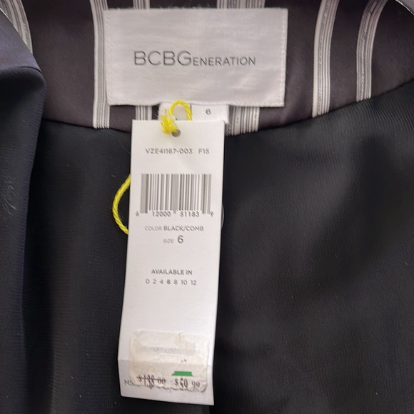 NWT! BCBG size 6 jacket Black/White stripe satin - Picture 8 of 9